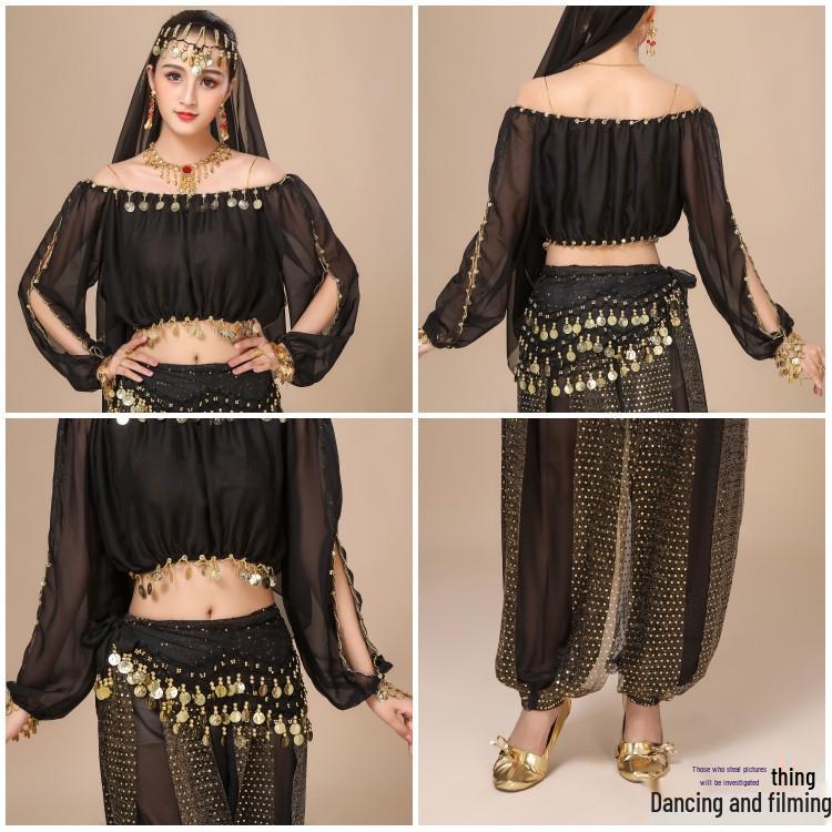 Женский индийский костюм для танца живота с длинным рукавом для выступлений и практики