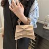 Textured Bow Women's Small Bag 2025 Summer New Foreign Style Simple Contrasting Color Portable Shoulder Messenger Small Square Bag