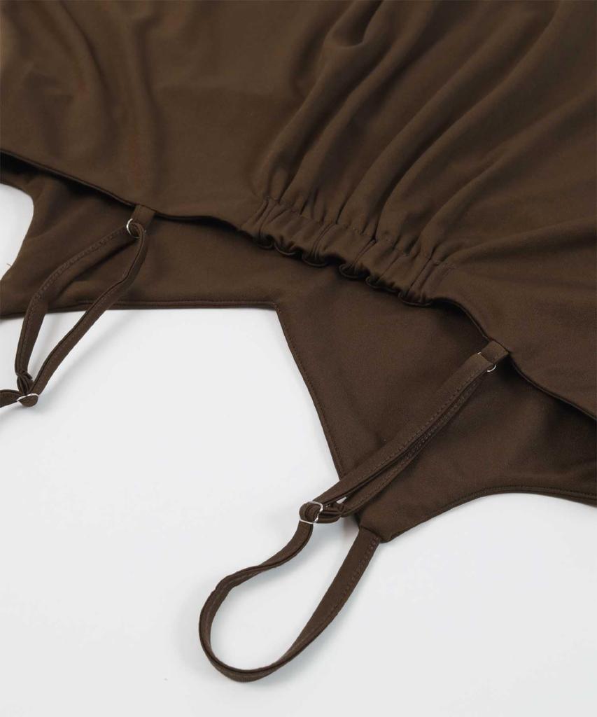 Топ с плиссировкой без косточек и комплект бикини DDXM0557 Женский Средний Черный