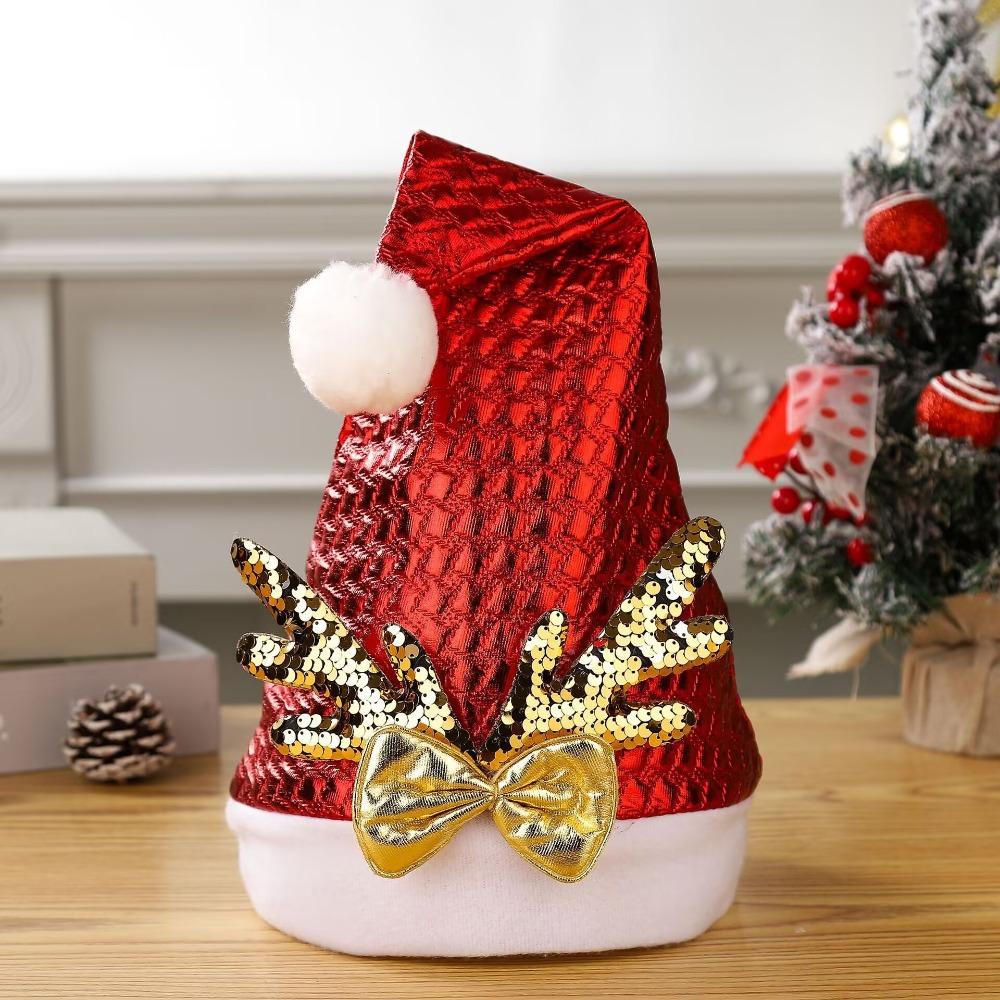 Snowflake Santa Claus Hat Merry Christmas Decoration Elk Deer Cap Red Plush Hat  Winter/Autumn