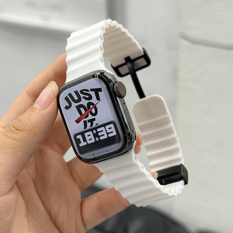 Ocean Strap for Apple Watch 10 9 8 7 Ultra Band 46mm 45mm 49mm 44mm 41/42mm Silicone Magnetic Sport Bracelet iWatch Series se 6