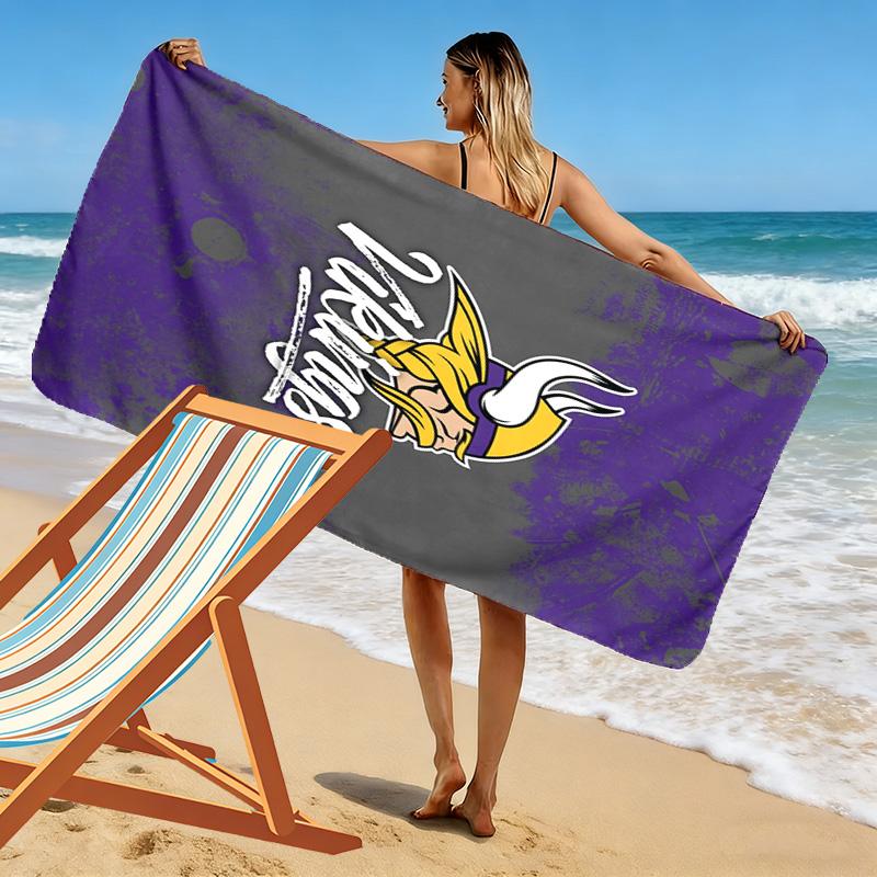 Minnesota Vikings Print Beach Towel, Large Soft Quick Dry Towel for Beach Camping Swimming