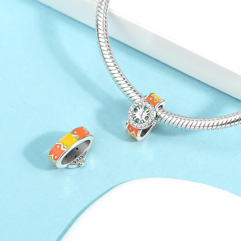 Original Charms Bead Copper Inlaid Zirconium Orange Series Sunburst Pendants Fit Bracelet Jewelry Gift Marking