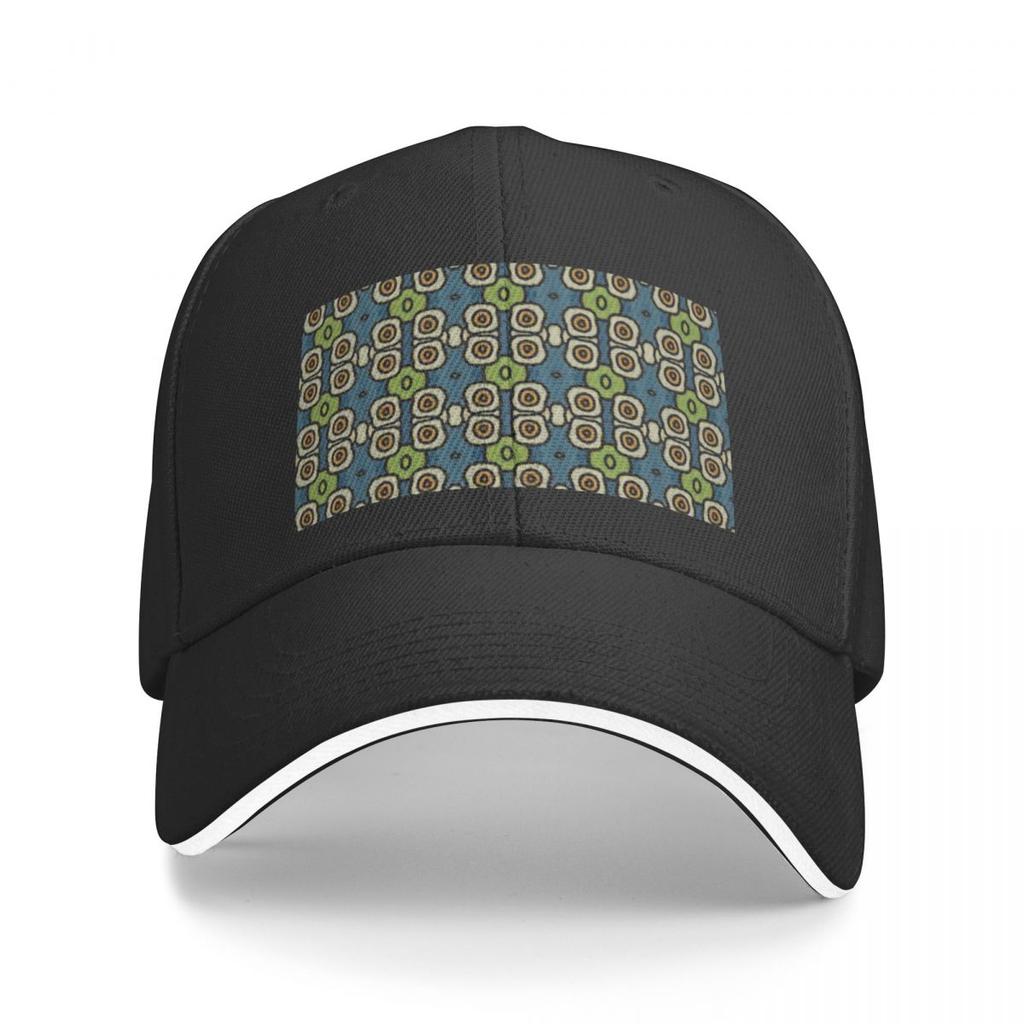 ALIEN EYES RETRO PATTERN IN BLUE GREEN AND LIGHT GREEN A Baseball Caps Hat