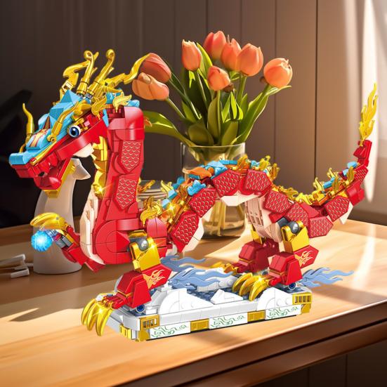 767Pcs/Set Spring Auspicious Dragon Dragon Building Blocks Set Festival Buildable Figure Kid Mythical Creature Toy