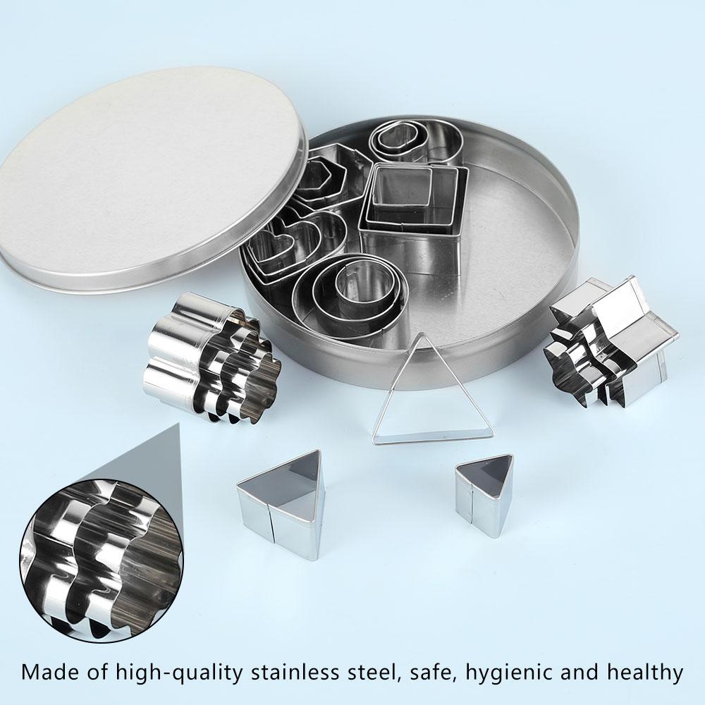 24pcs Cookie Moulds Stainless Steel DIY Biscuit Slicer Geometric Shapes Cookie Cutter Xmas Kitchen Baking Biscuit Mould