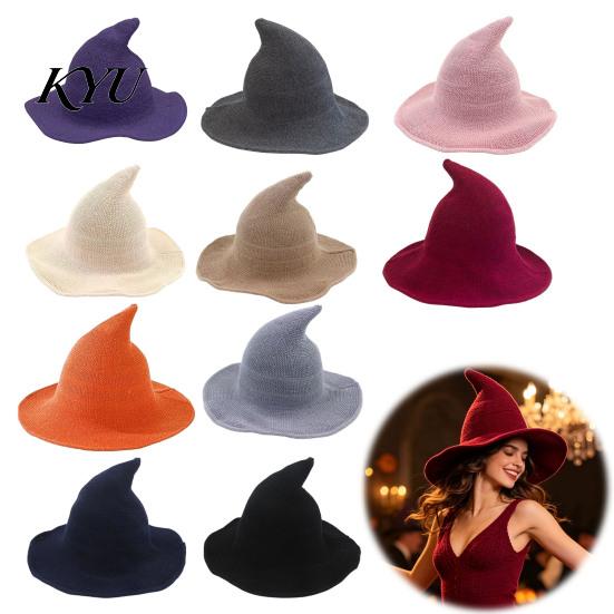 Wide Brim Sun Hat Women Pointed Witch Hat, Foldable Knitted Cap, Halloween Masquerade Party Prop Cosplay for Autumn Winter, Themed Costume Accessory