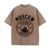 Женские хлопковые выстиранные футболки Модный дизайн Московский дизайнер в России Принтованные топы Свободные состаренные уличные женские вещи