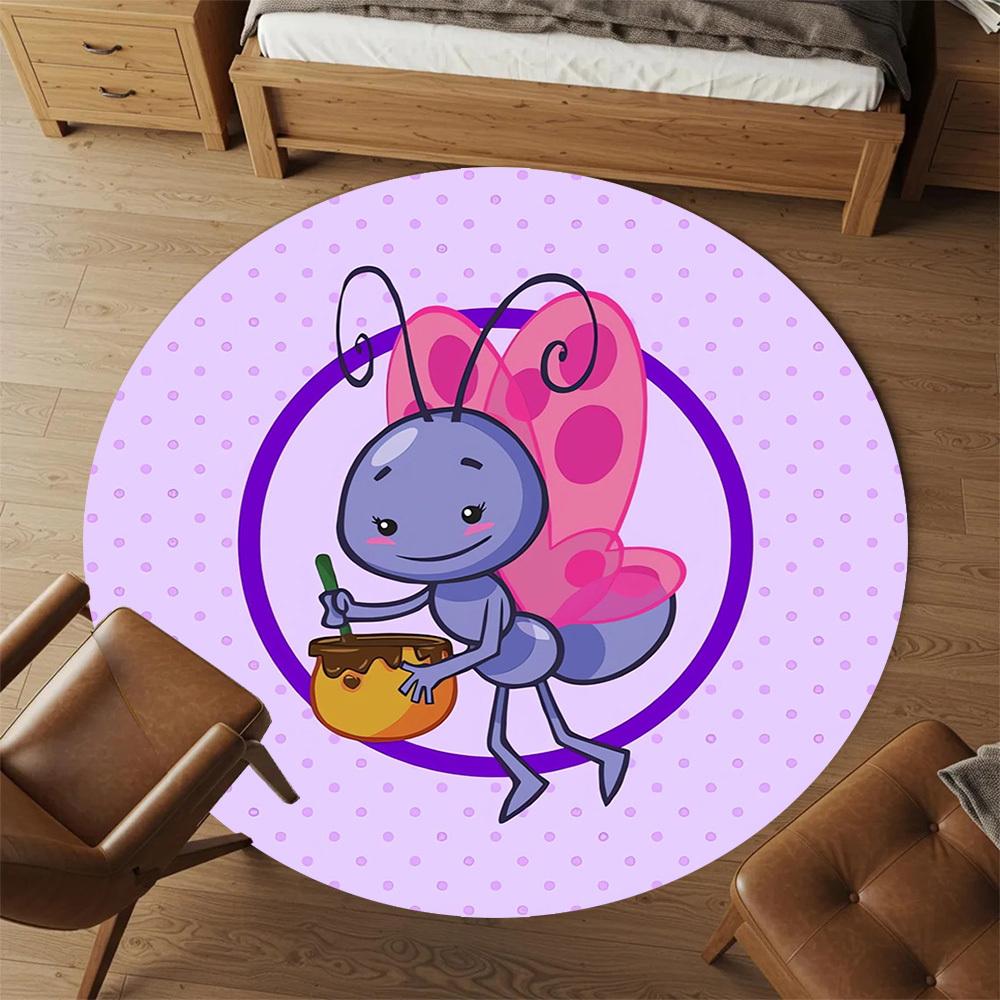 1pc Ant Honey Round Chair mat Area Rug - Non-Slip, Floor Mat for Office, Bedroom, home decor Christmas Gift p0811195