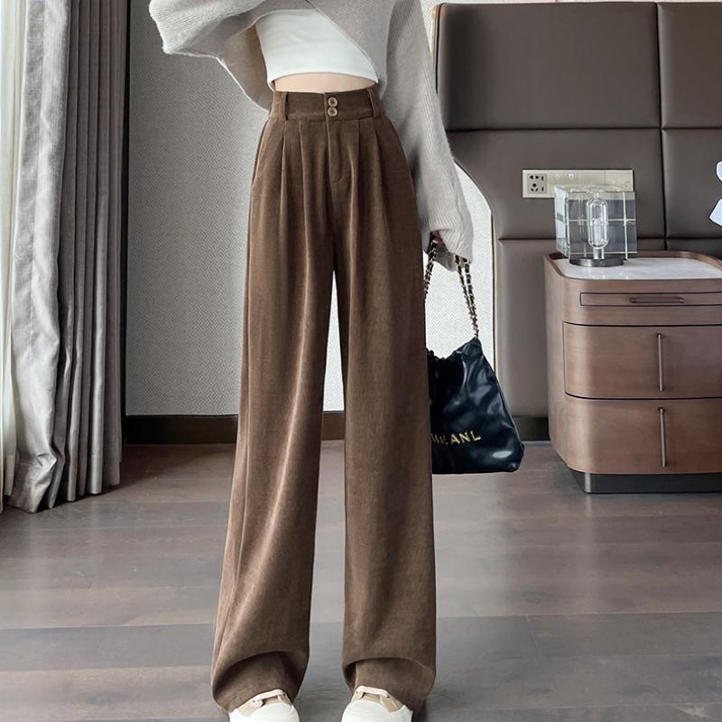 Белые вельветовые брюки широкого кроя для женщин на осень и зиму, новые узкие прямые драпированные брюки Small Plus из бархата
