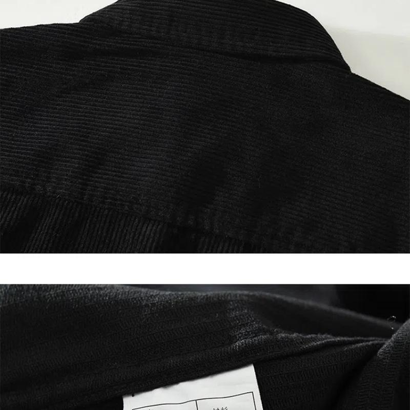 Рубашки с длинным рукавом в японском стиле в стиле ретро для мужчин, свободная вельветовая рубашка на осень и зиму, повседневные рубашки из чистого хлопка с двойными карманами и принтом