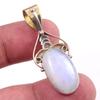 Драгоценный камень из натурального радужного лунного камня 925 пробы, одноцветное серебро, двухцветный кулон 1,50 дюйма T9p05