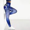 Womens Blue Rose Prints Stretch Yoga Leggings Fitness Running Gym Sports Active Pants
