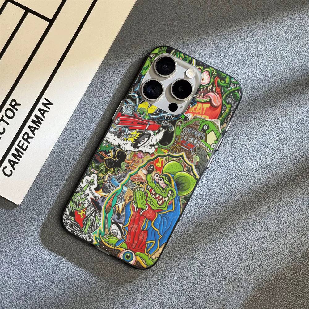 Забавный Rat Fink Для IPhone 15 16 17 14 13 12 11 Pro Max 16E 16 Plus 17 Air Гофрированный Ударопрочный Чехол для Телефона
