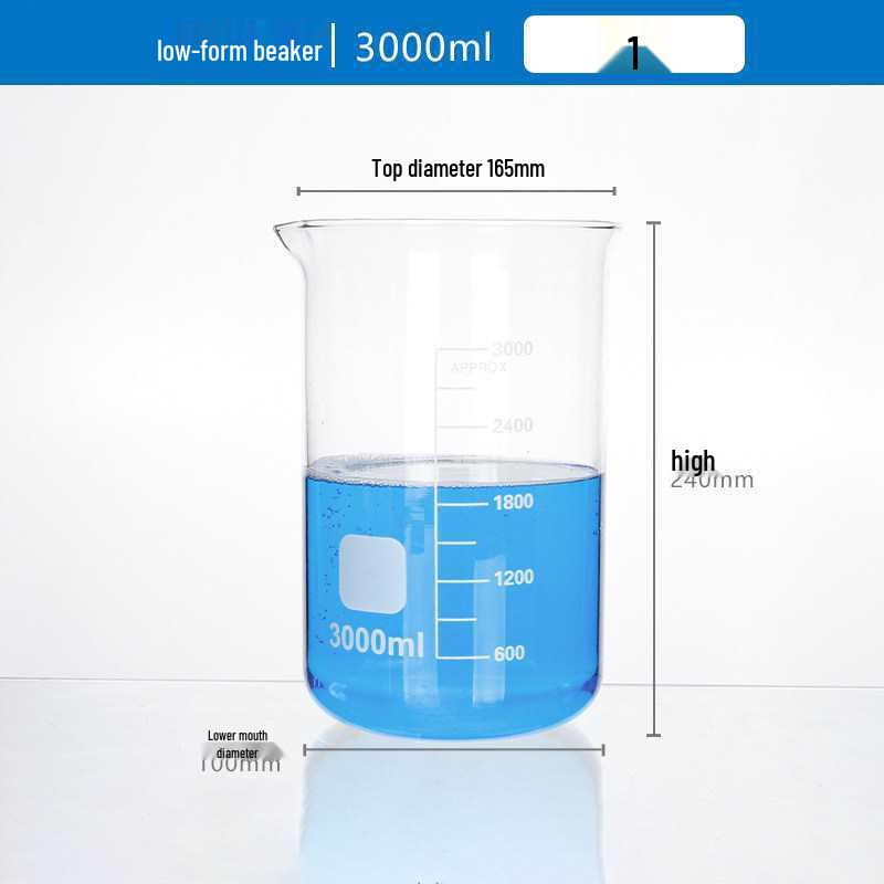 Высокоборосиликатный градуированный стеклянный стакан, термостойкий, доступен в объемах 5/50/100/250/1000/2000 мл