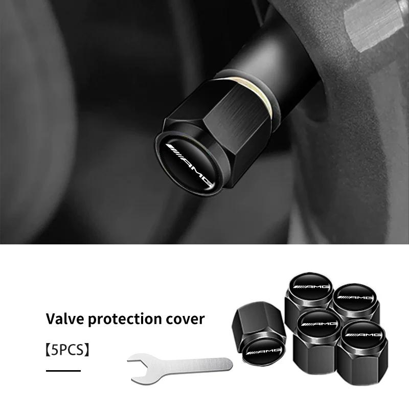Car Sticker 5pcs Car Tire Valve Wheel Tyre Caps Auto Universal Accessories For Mercedes Benz AMG W202 W212 W213 W220 W221 W222 C