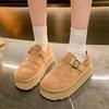 Fashion Ladies Shoes On Sale 2024 New Buckle Women's Flats Autumn Round Toe Solid Outdoor Casual Platform Large Size Office Ladies Shoes