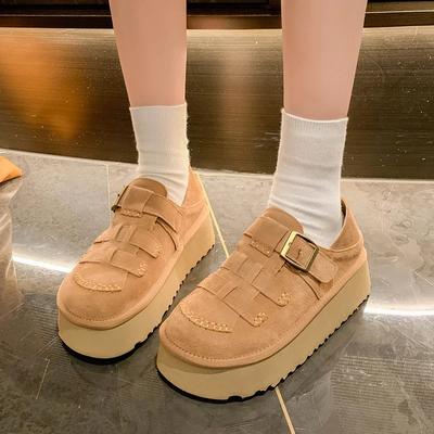 Распродажа модной женской обуви 2024 года, новые женские туфли на плоской подошве с пряжкой, осенние туфли с круглым носком, однотонные, повседневные туфли на платформе для офиса, большого размера