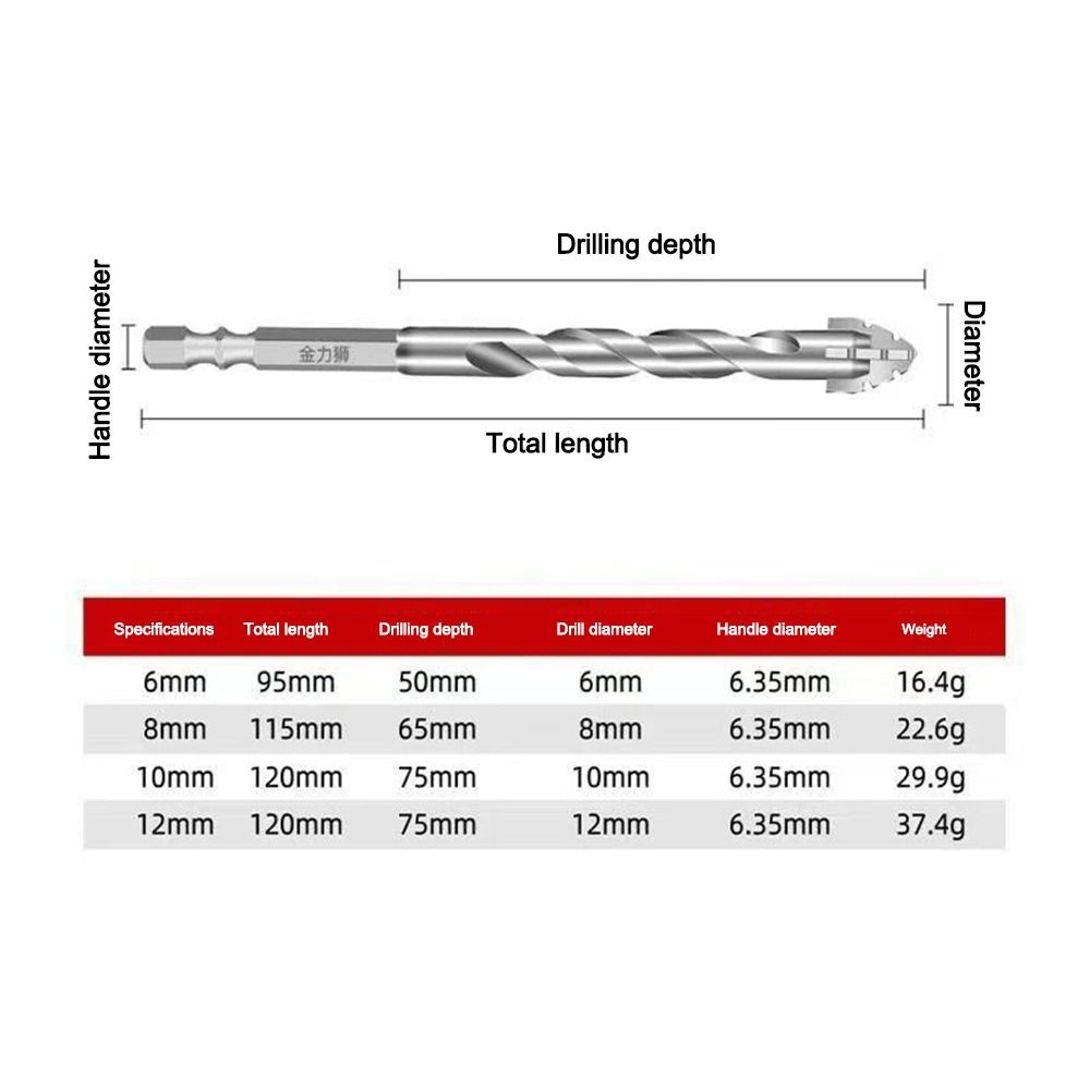 Четырехгранное сверло по плитке со скошенной головкой, набор сверл с шестигранным хвостовиком, инструмент для сверления