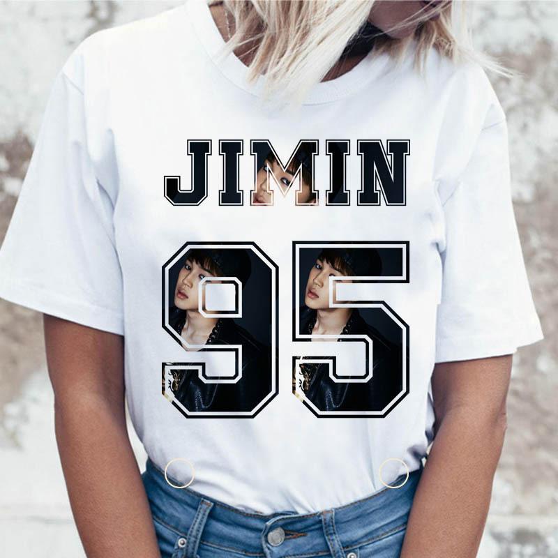 JIN SUGA J HOPE Women JIMIN V JUNGKOOK Top Kpop T Shirt Korean Pop Music Group Short Sleeve Shirt Funny Graphic Female Tee K-pop