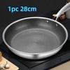 28cm Stainless Steel Frying Pan Kitchen Skillet Egg Cookware Non-Sticky Cooking Tools Flat Bottomed Pan Kitchen Accessories Woks