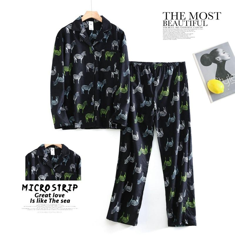 Женская осенне-зимняя пижама с рисунком из мультфильмов из хлопка, теплая, с начесом, домашняя одежда, комплект женской пижамы