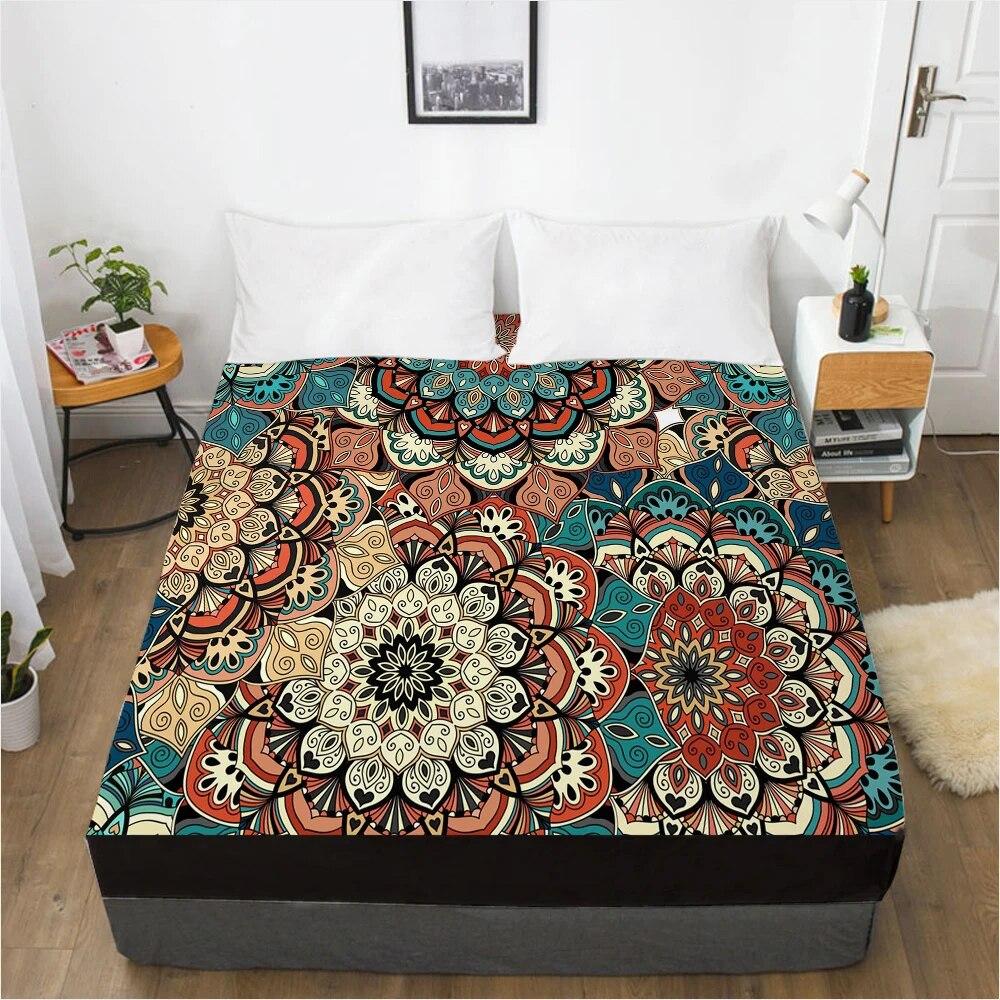 Customize Fitted Sheets Mattress Cover With Elastic Band 3D Bedsheet Linens 90x200 200x220 Bed Sheet Bedding Bohemia