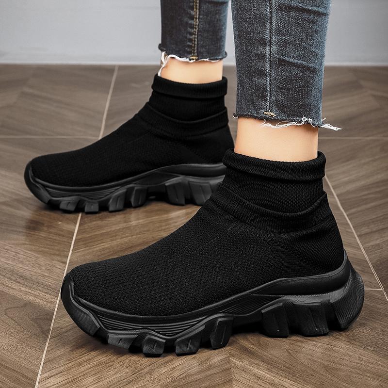 Унисекс Кроссовки Дышащие Высокие Эластичные Носки Толстая Подошва Увеличьте Спортивная Обувь Женская Обувь