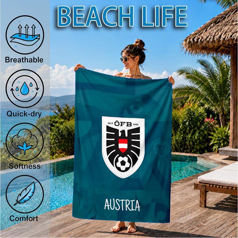 Austria Football Emblem Beach Towel, Quick-drying, Easy to Care for, Suitable for Both Fitness and Beach Vacations,Sports Essential