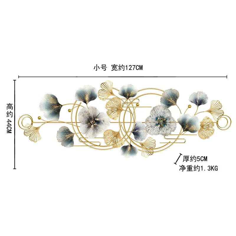 Легкий роскошный светильник в китайском стиле с листьями гинкго, настенное украшение для гостиной, украшение на стену, подвеска, трехмерная железная настенная подвеска