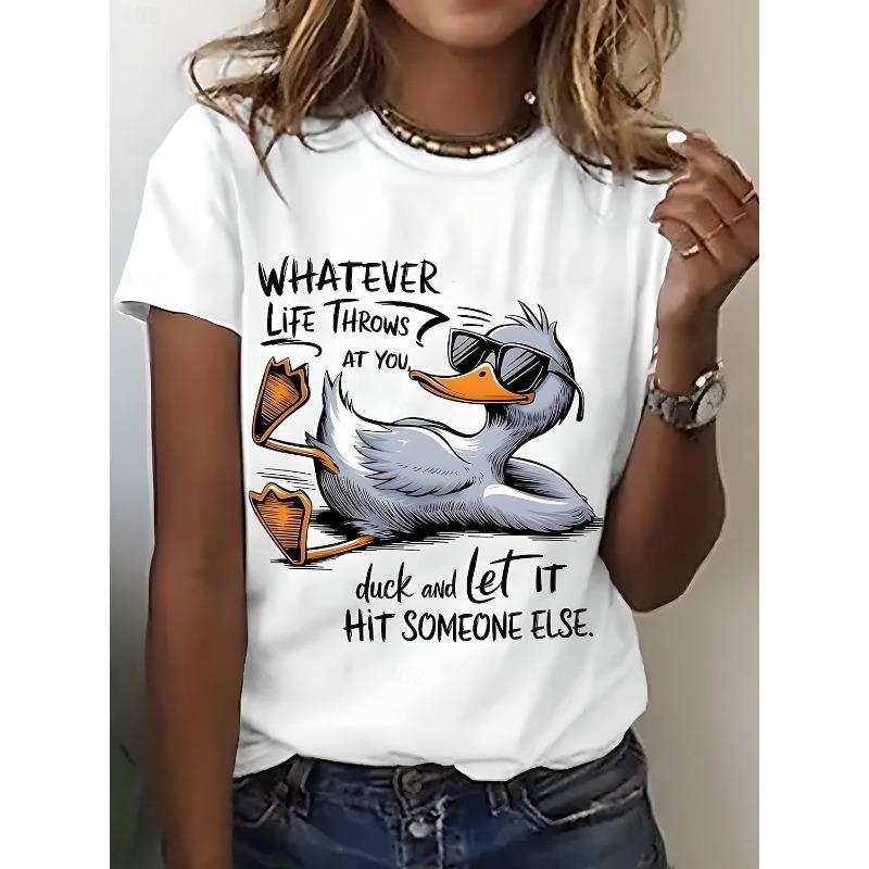 Women's T Shirt Print Graphic Animal Bird Vintage Stylish Classic Short Sleeve Crew Neck Round Neck Regular Tops Daily