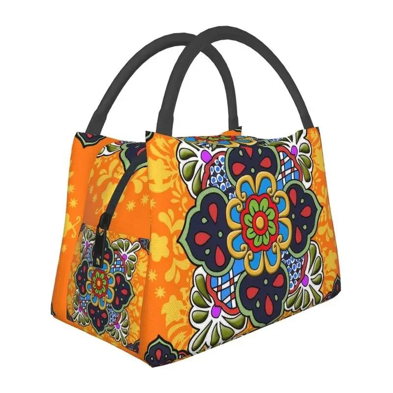 Мексиканский цветок Талавера многоразовый ланч-бокс для женщин герметичный охладитель термоизолированная сумка для обеда офисный рабочий контейнер для пикника