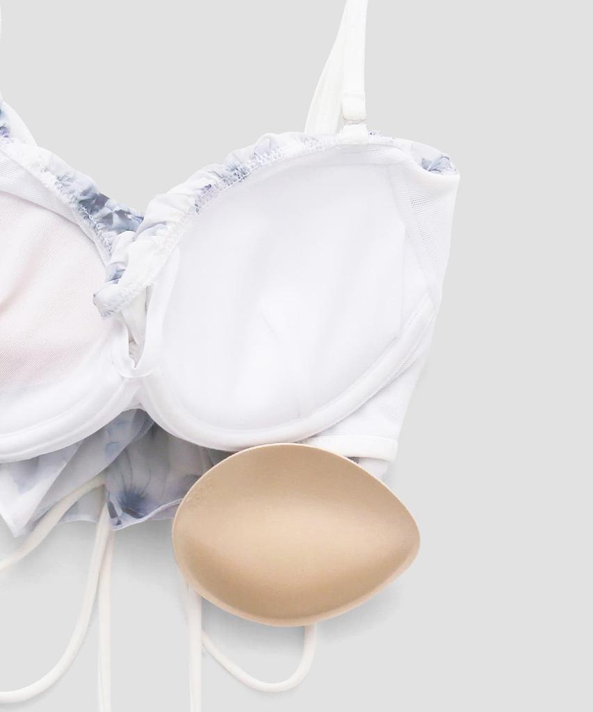 Купальник Бикини легкий и подчеркивающий фигуру Бикини на косточках Белый х Серый [Рай Санаи] комплект, [Легкий купальник] 55-53-4-1684