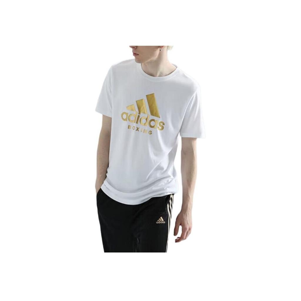Adidas Breathable Comfortable Printed Casual Sports Short Sleeve T-Shirt Men Tops White ADICTB