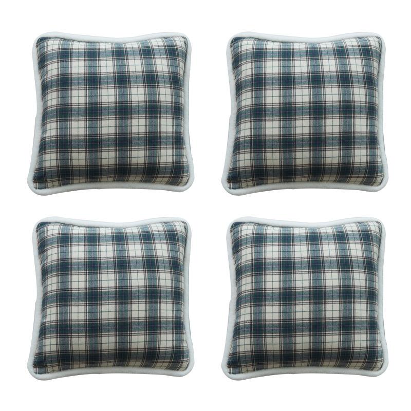 Polycotton Christmas Plaid White Raw Edge Polycotton Pillow Cushion Cover