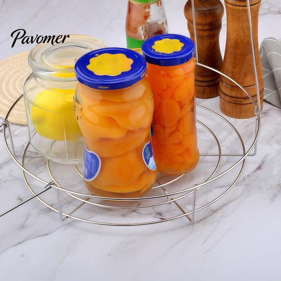 Kitchen Tool for Preserving 3-in-1 Stainless Steel Canning Rack with Foldable Handles, Anti-Scald Jar Metal Mesh Can Lifter, Rust‑Proof Pot