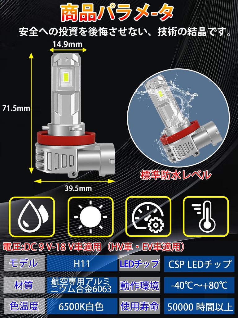 LTONXEN H11 LED Headlight, Ultra Compact Bulb, Compatible with H11/H8/H16, Brightness, 6,500K White, Easy