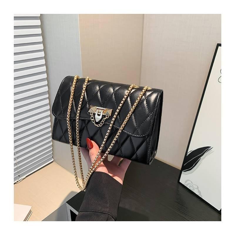 Urban Chic Pu Quilted Lock Buckle Shoulder Bag For Women In Black Beige Pink