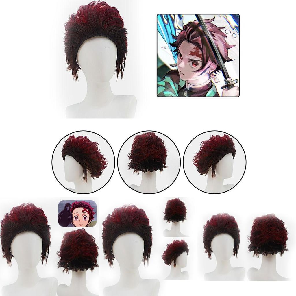 Tanjirou Koamon Cosplay Anime Short Wig High Quality Fashionable Design 20cm