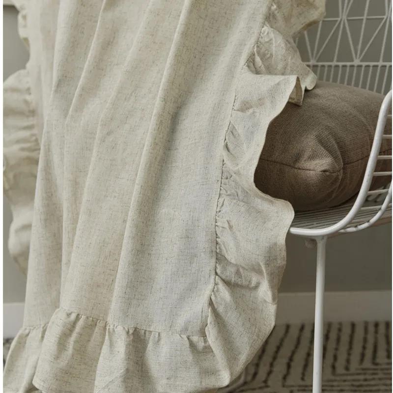 Белые шторы с оборками для столовых, отделка из хлопка и льна в стиле шебби-шик, прозрачные шторы для уединения, балдахин для спальни, украшения для дома