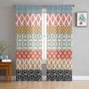 Bohemian Geometric Stripes Sheer Voile Window Curtains Tulle Curtains Living Room Balcony Decoration Drapes