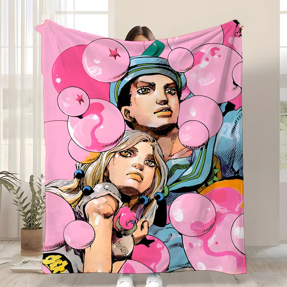J-JoJo B-Bizarre Adventure Throw Kid-Friendly Flannel Throw Blanket Soft Warm Anti-Static Washable All Season