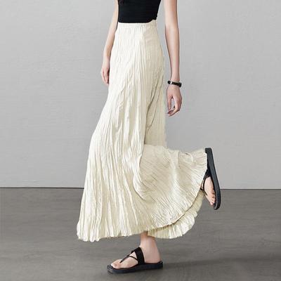 Женская летняя юбка миди А-силуэта в складку в студенческом стиле 2025