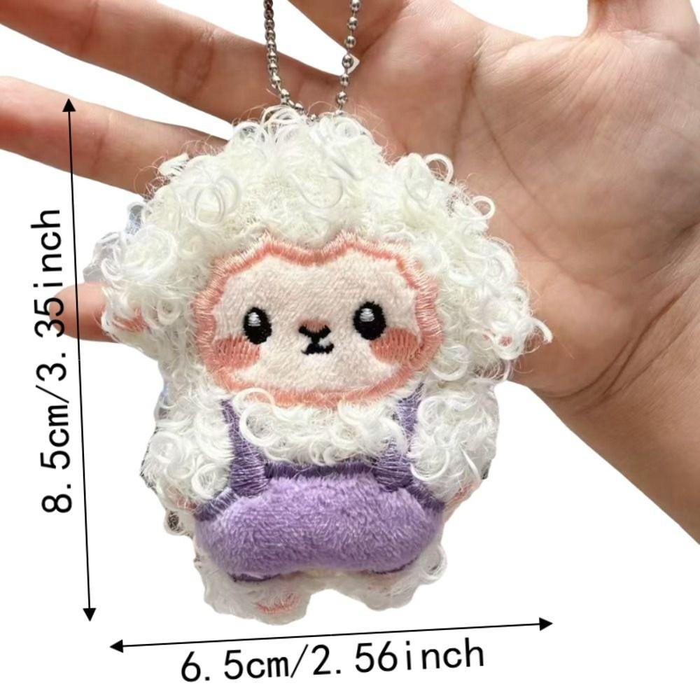 Cute Plush Sheep Keychain Portable Fluffy Animal Keyring Backpack Pendant Festive Decor