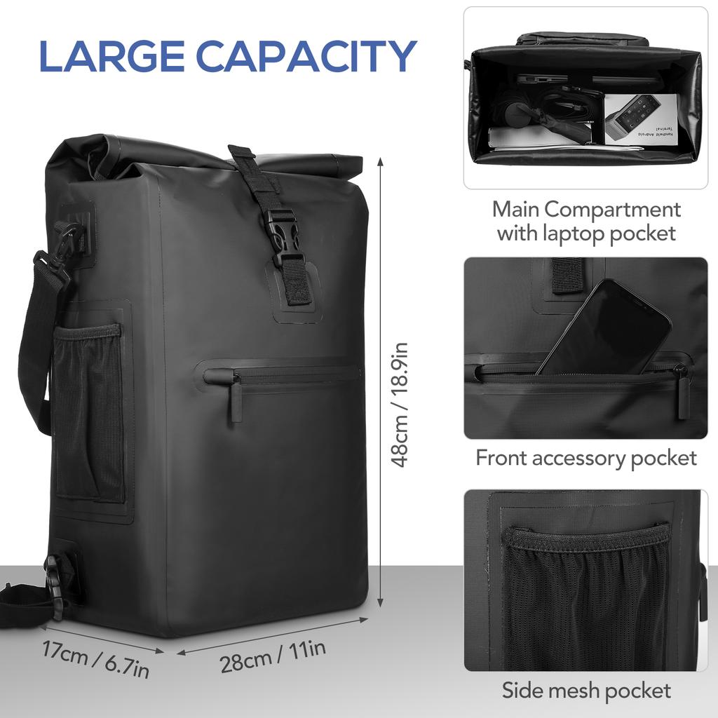 3 in 1 Waterproof Bike Pannier Bicycle Rear Rack Bag Backpack Shoulder Bag Outdoor Cycle Commuting Bag Pack with Laptop