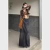 2024 Trendy High-Waist Fishtail Denim Skirt – Black & Gray