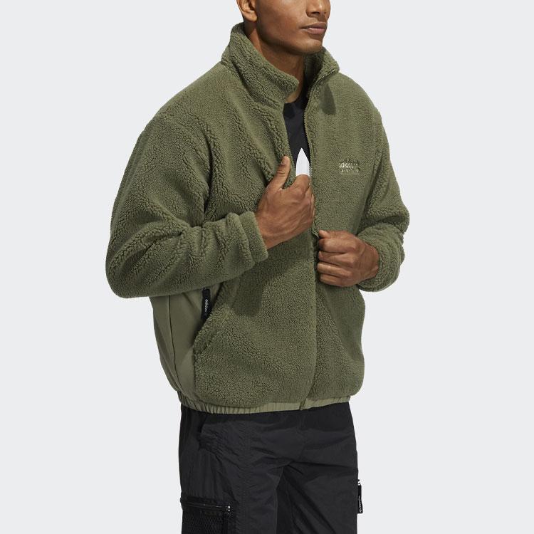 Adidas Оригинальная спортивная флисовая куртка с воротником-стойкой и логотипом Adv Sherpa, мужские куртки зеленого цвета HC0365