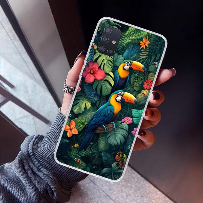 Чехол для телефона с тропическим туканом для Samsung Galaxy A52 A51 A50S A32 A22 A12 A02S A72 A71 A31 A70 A30S Note 20 Ultra 10 Plus S10 Galax