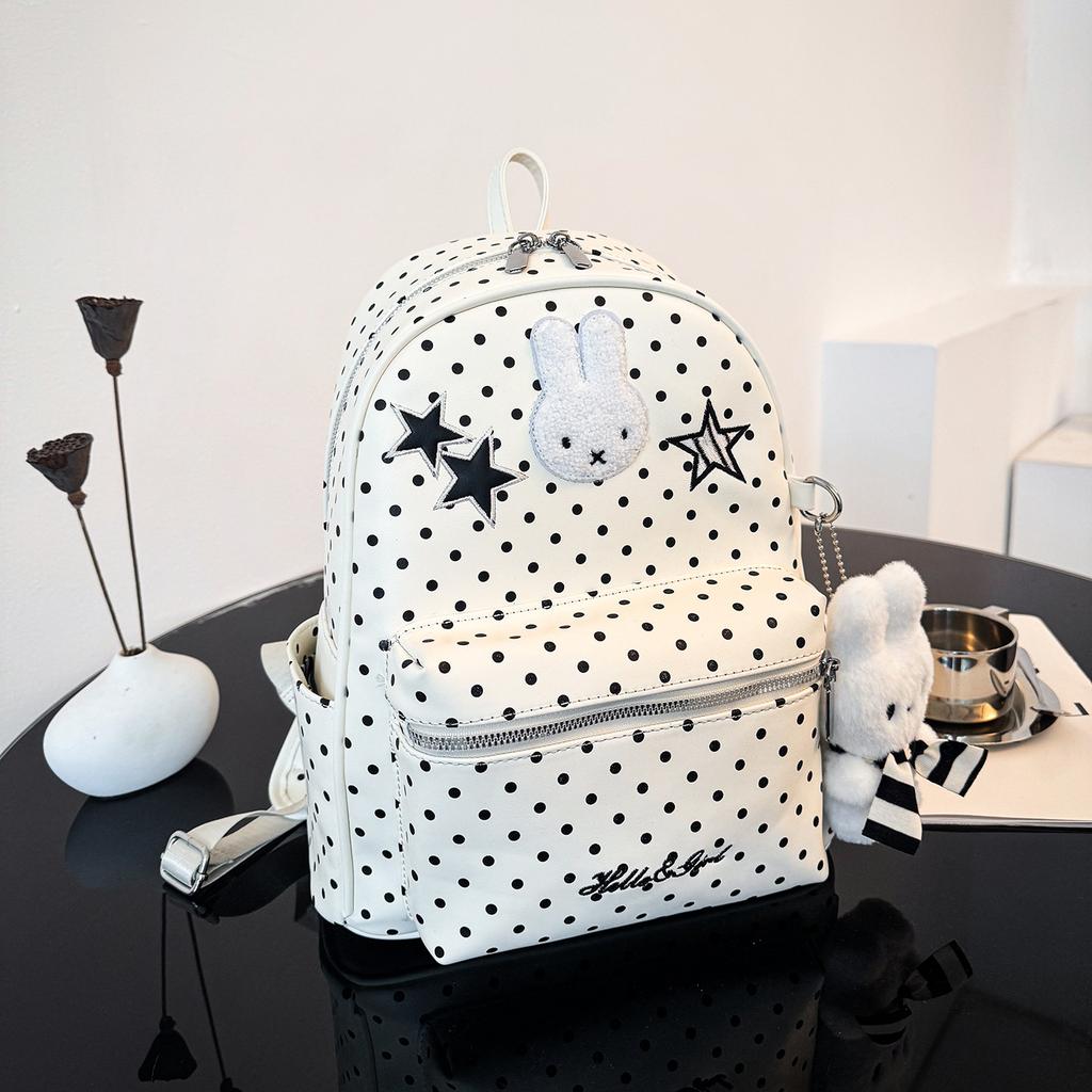 Schoolbag Japanese cartoon cute Korean version bag polka dot contrasting backpack student large capacity out girl heart small backpack
