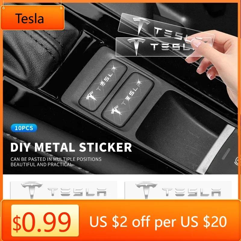 Автомобильная наклейка Tesla 10 шт. Автомобильная 3D-металлическая наклейка Наклейка на руль интерьера Для Tesla Model 3 Model S Model Y Roadster SpaceX A